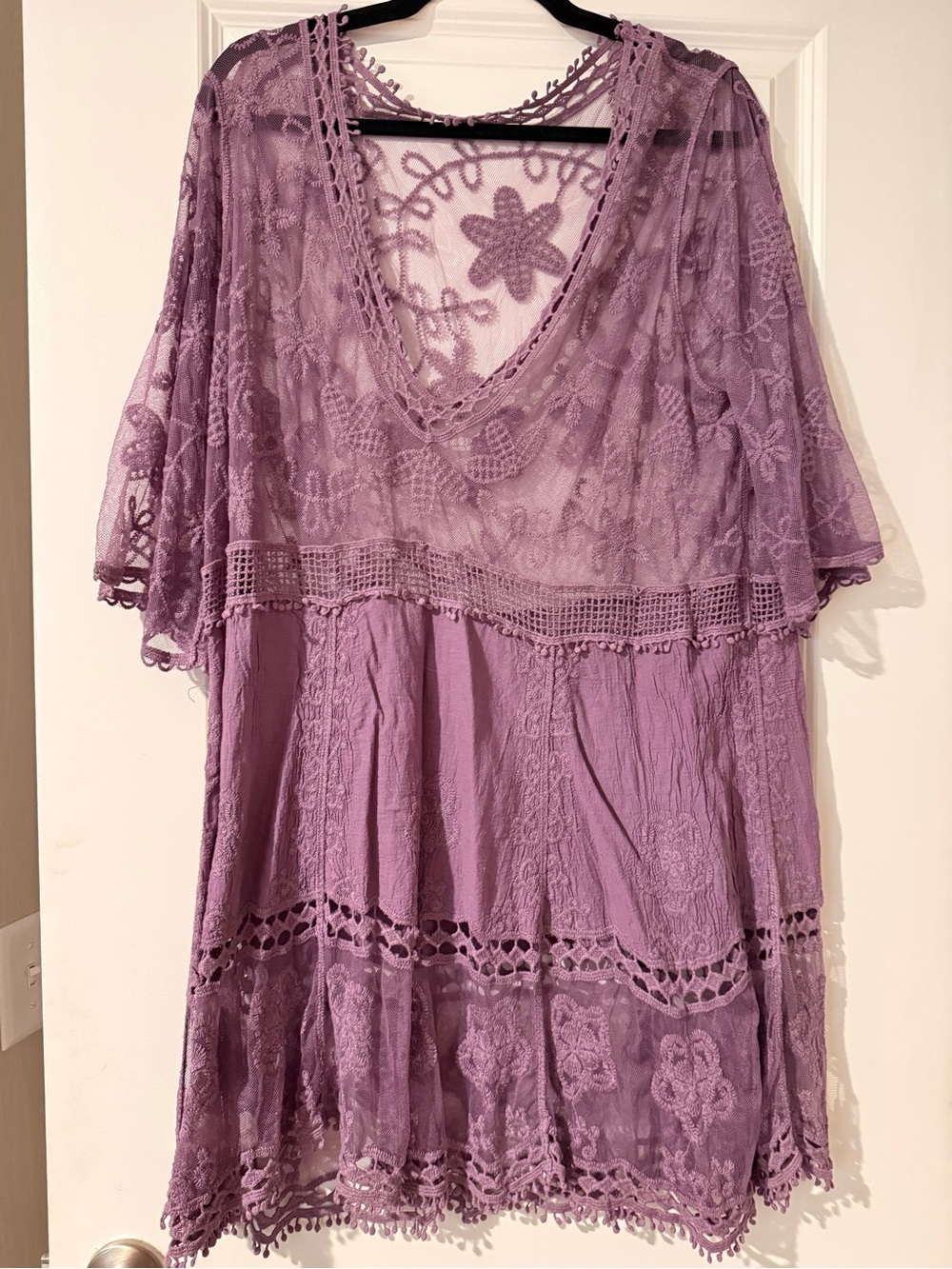 Purple lace cover up